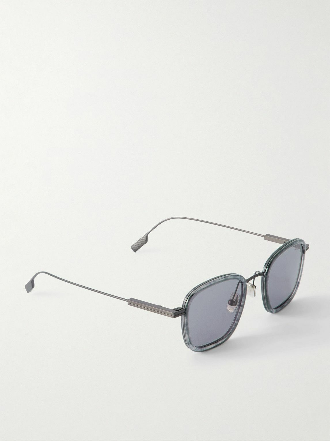 Zegna - D-Frame Acetate and Silver-Tone Sunglasses
