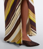 SIR Striped silk maxi dress