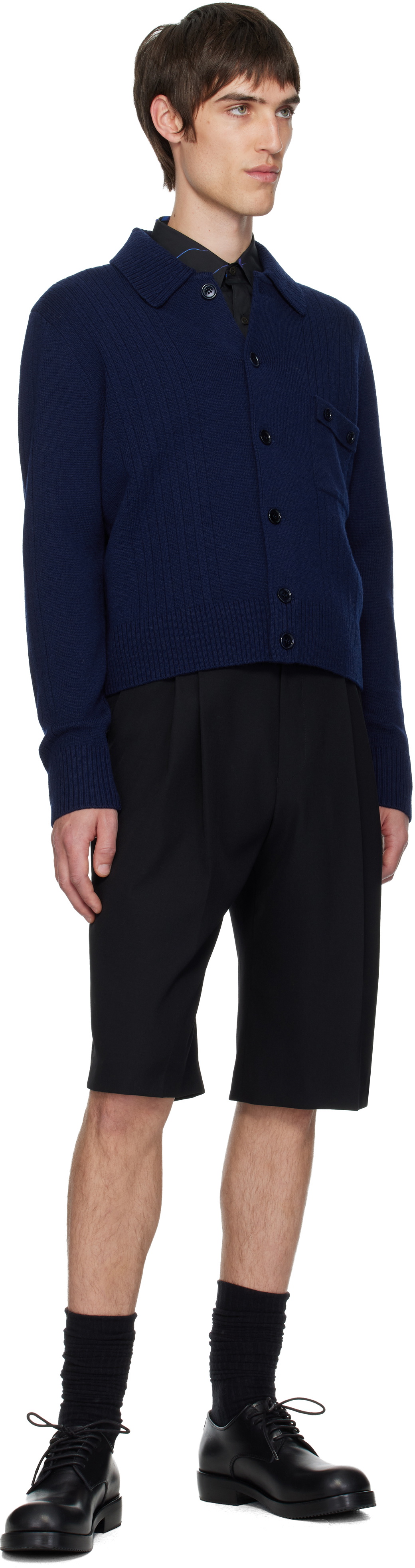 Dries Van Noten Navy Wool Cardigan