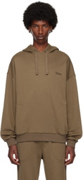 ZEGNA Brown Embroidered-Logo Hoodie