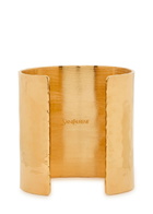 Saint Laurent Logo Hammered Cuff Gold