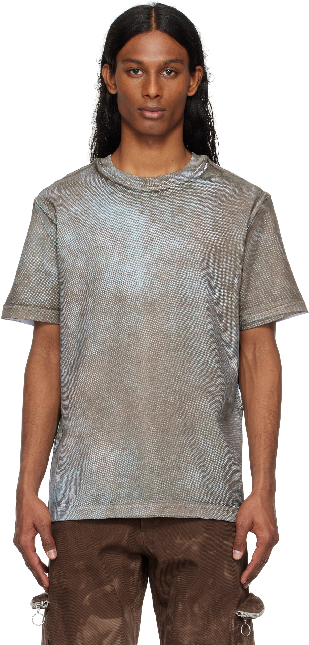 Charlie Constantinou Blue & Brown Screen-Printed T-shirt