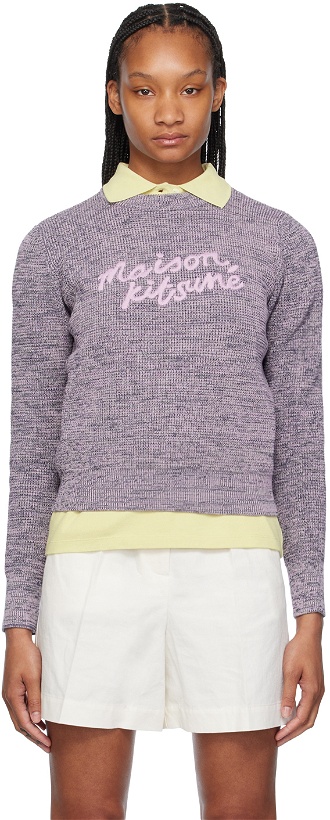 Photo: Maison Kitsuné Purple Handwriting Sweater