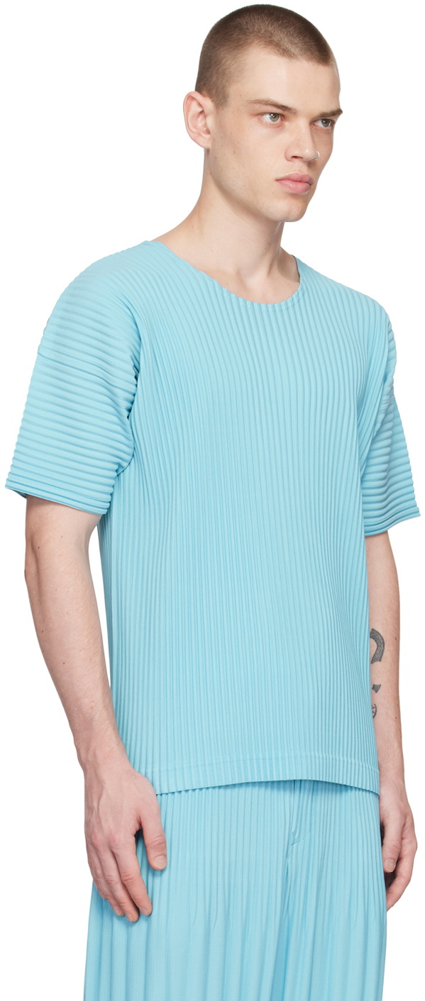 Tシャツ・カットソー HOMME PLISSE' ISSEY MIYAKE Pleated t-shirt Blue HOMME PLISSÉ ISSEY MIYAKE Blue Color Pleats T-Shirt Homme