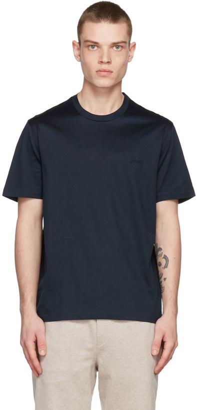 Photo: Brioni Navy Cotton T-Shirt