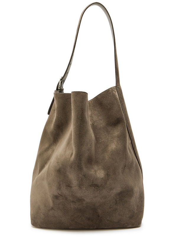 Photo: Toteme Belted Suede Tote - Dark Grey - One Size
