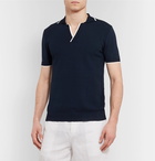 Orlebar Brown - Horton Slim-Fit Contrast-Tipped Knitted Cotton Polo Shirt - Navy