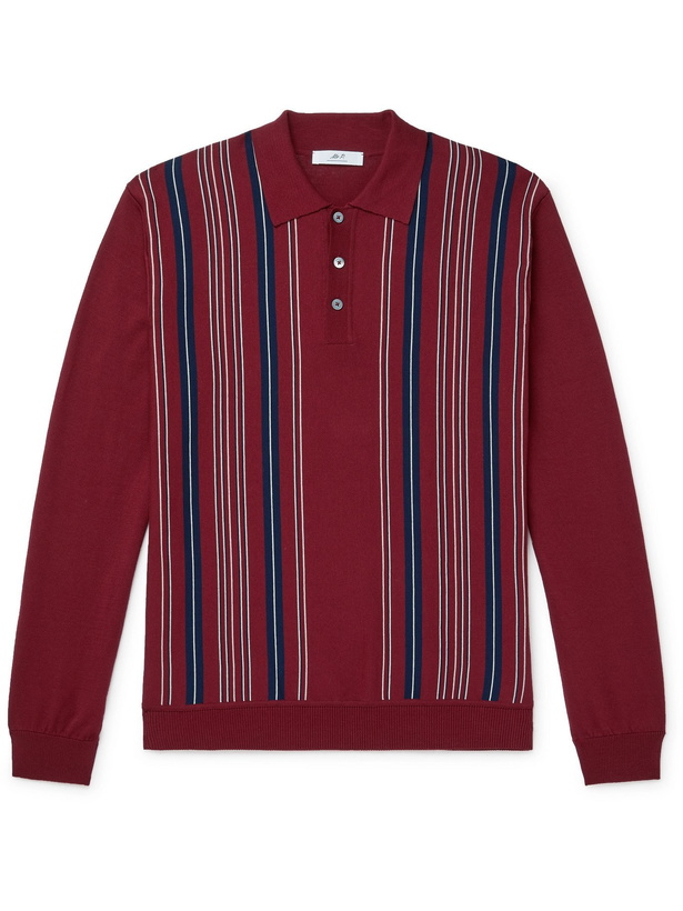 Photo: MR P. - Striped Cotton Golf Polo Shirt - Red - XS