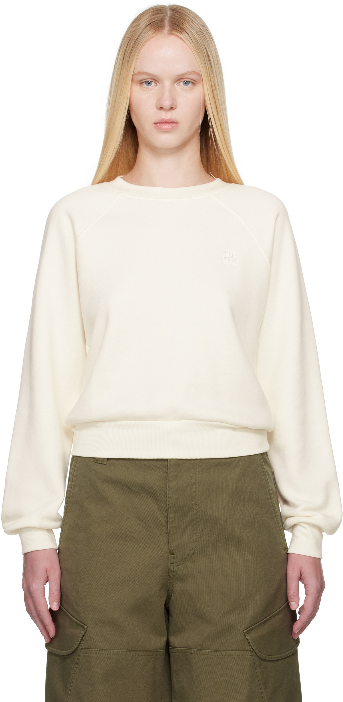 ÉTERNE Off-White Shrunken Raglan Sweatshirt