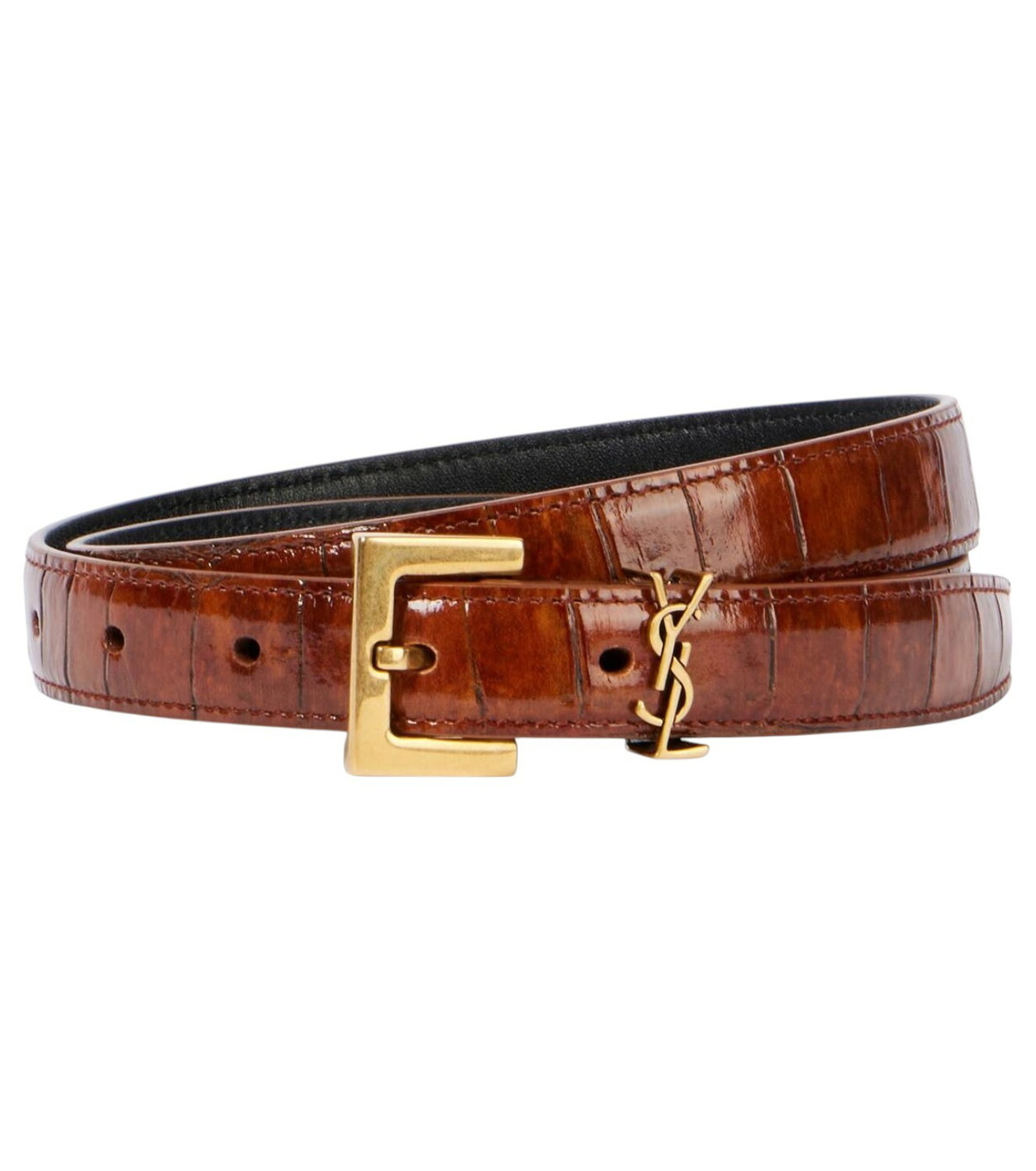 【Saint Laurent】カーフ セインチュール ブークレ LA 76 ベルト SAINT LAURENT 20mm Boucle La 76 Brushed Leather Belt Saint