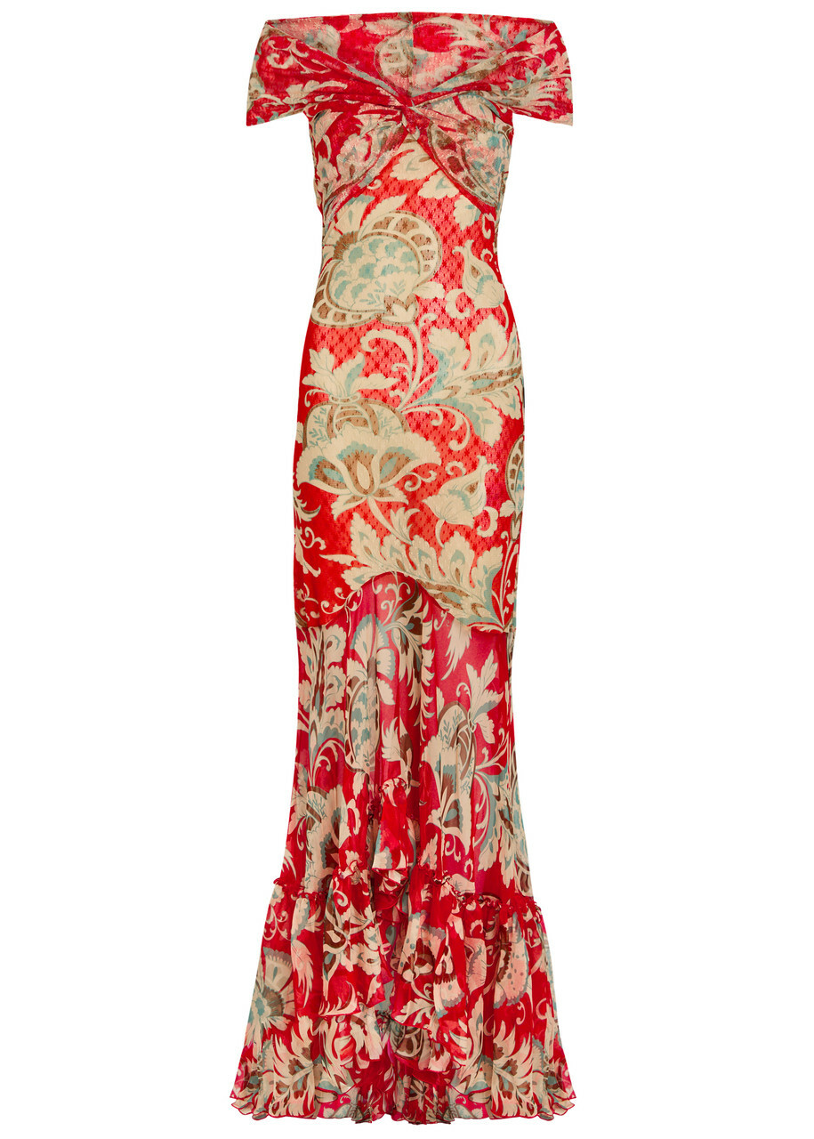 Etro Floral Print Lace Maxi Dress Multicoloured