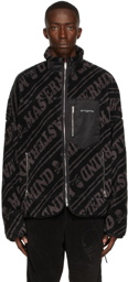 mastermind WORLD Black & Grey Sherpa Oversized All-Over Blouson Jacket