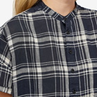 Beams Boy Women's Check Short Sleeve Shirt in Navy