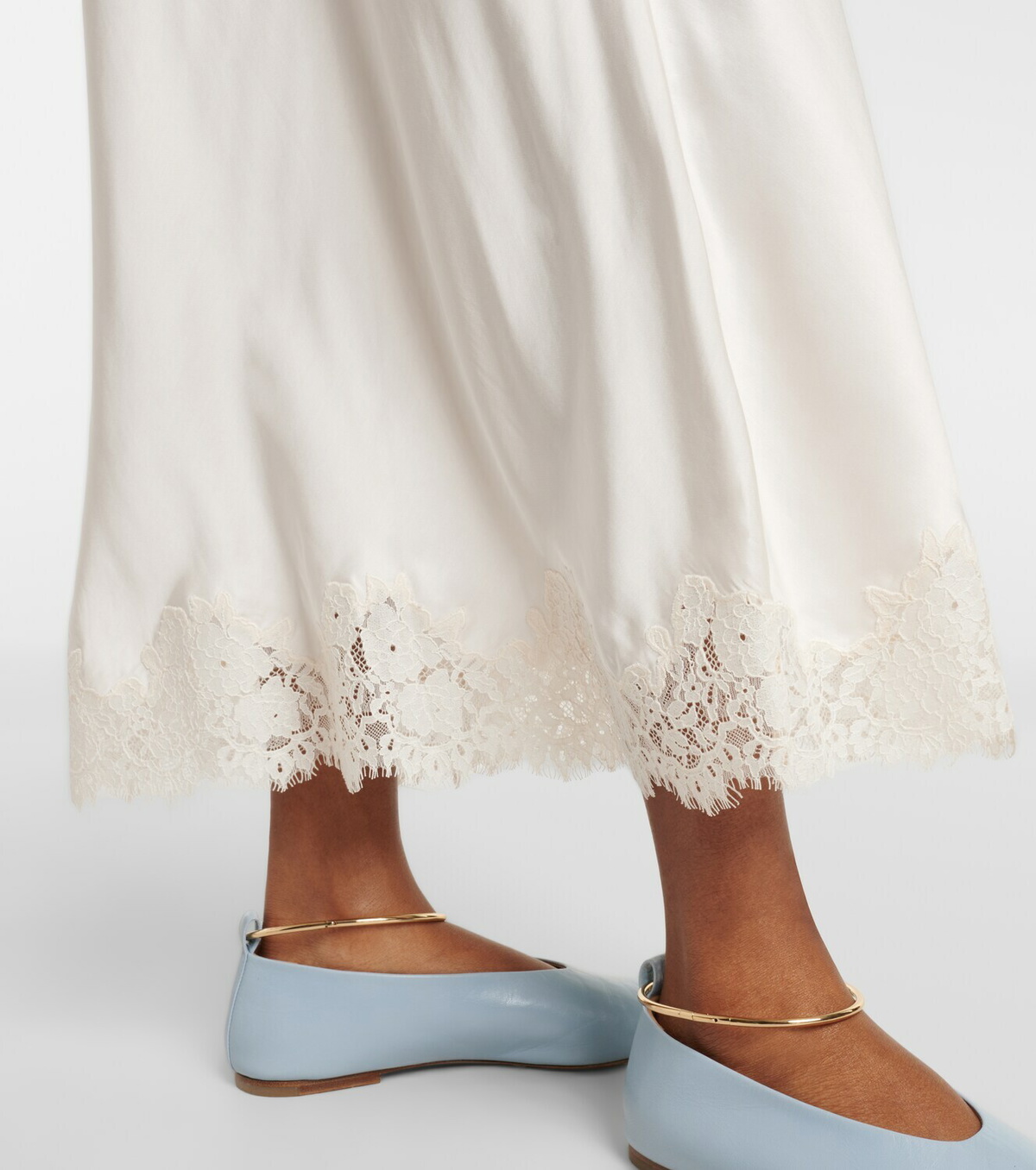 Rixo Matilde lace-trimmed satin slip skirt