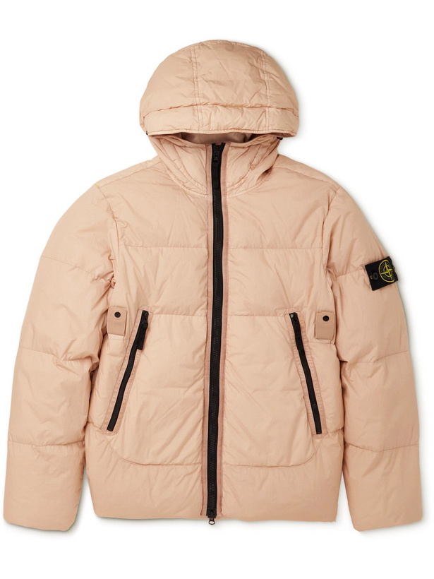 Photo: Stone Island - Logo-Appliquéd Garment-Dyed Quilted Nylon Down Hooded Jacket - Pink