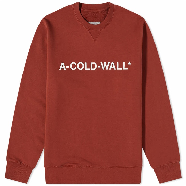 Photo: A-COLD-WALL* Men's Essential Logo Crew Sweat in Burnt Red