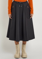 Moncler Drawstring Cotton-blend Poplin Midi Skirt Navy