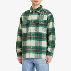 Billionaire Boys Club Men's Heart & Mind Check Overshirt in Green Check