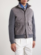 Brunello Cucinelli - Suede and Knitted Cashmere Jacket - Gray
