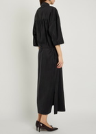 Lemaire Belted Brushed Silk-blend Midi Shirt Dress Black
