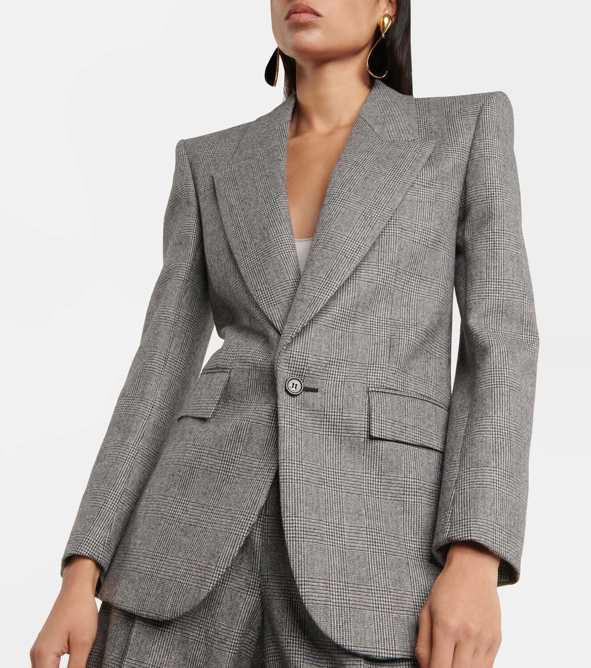 【送料&関税込】Saint Laurent Single-breasted Wool Blazer Saint Laurent Checked single-breasted wool blazer Saint Laurent