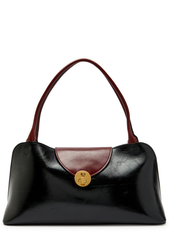 Photo: Versace Medium Glossed Leather Shoulder bag - Black - One Size