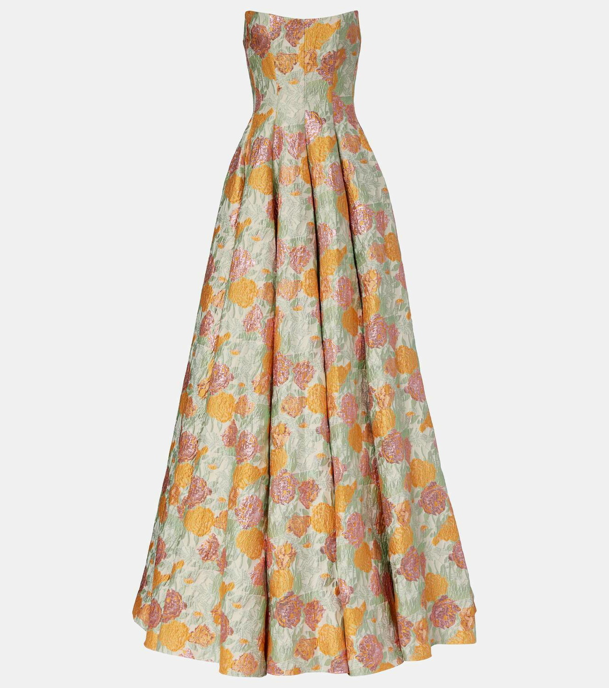 Markarian Floral lamé brocade corset gown