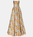 Markarian Floral lamé brocade corset gown