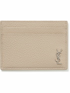 SAINT LAURENT - Logo-Appliquéd Pebble-Grain Leather Cardholder