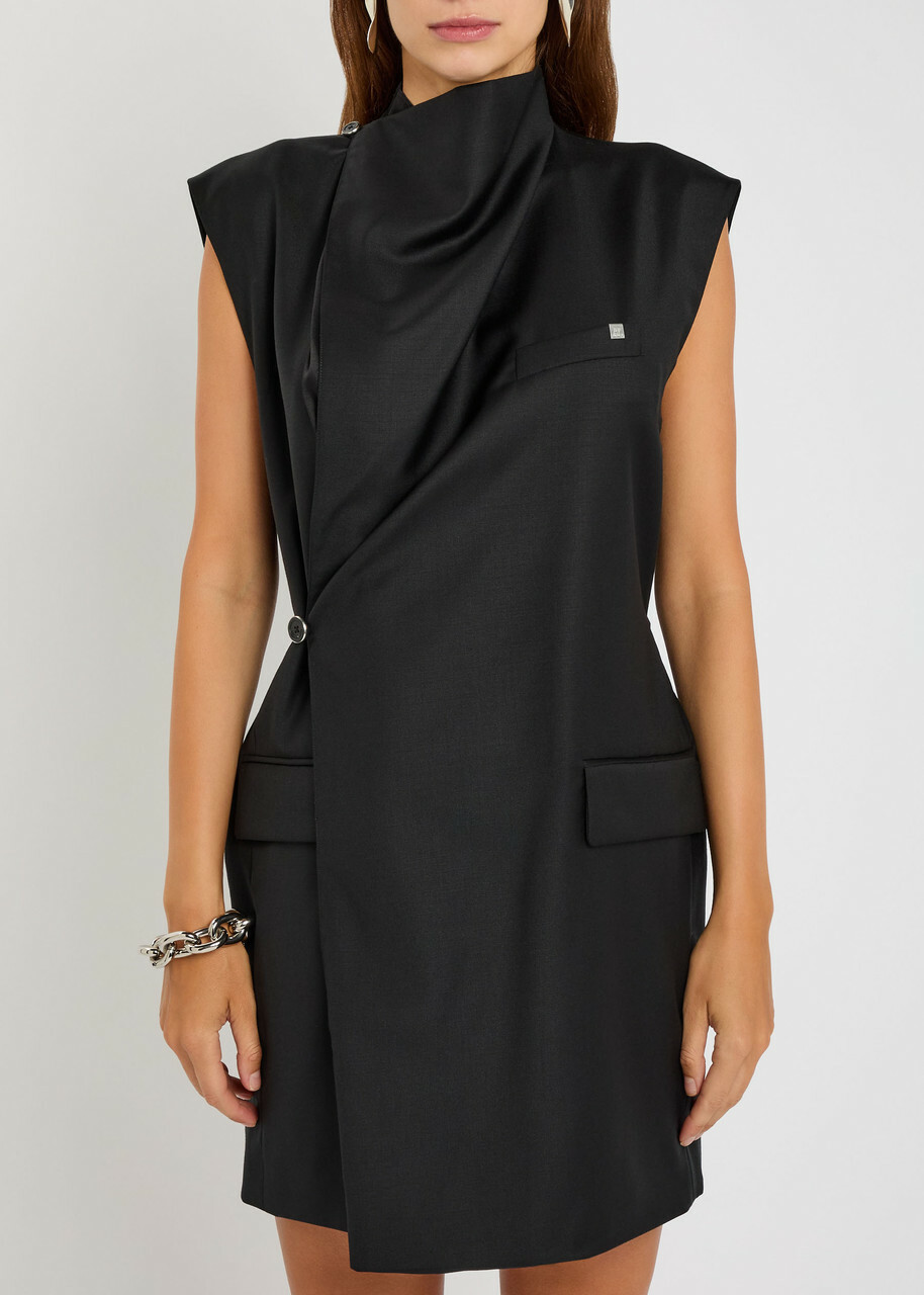 Helmut Lang Wrap-effect Wool Mini Blazer Dress Black