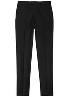 Lardini Tapered-leg Stretch-wool Trousers Black