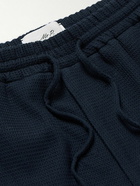 Mr P. - Straight-Leg Waffle-Knit Organic Cotton Drawstring Shorts - Blue