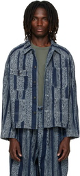 NEEDLES Navy Python Jacquard Short Denim Jacket