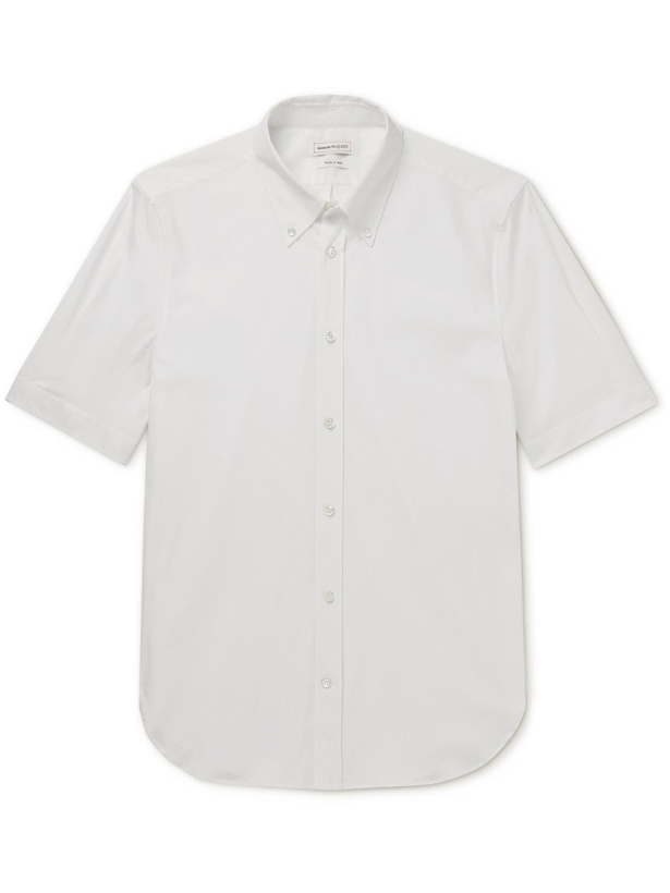 Photo: Alexander McQueen - Brad Pitt Button-Down Collar Cotton-Blend Poplin Shirt - White