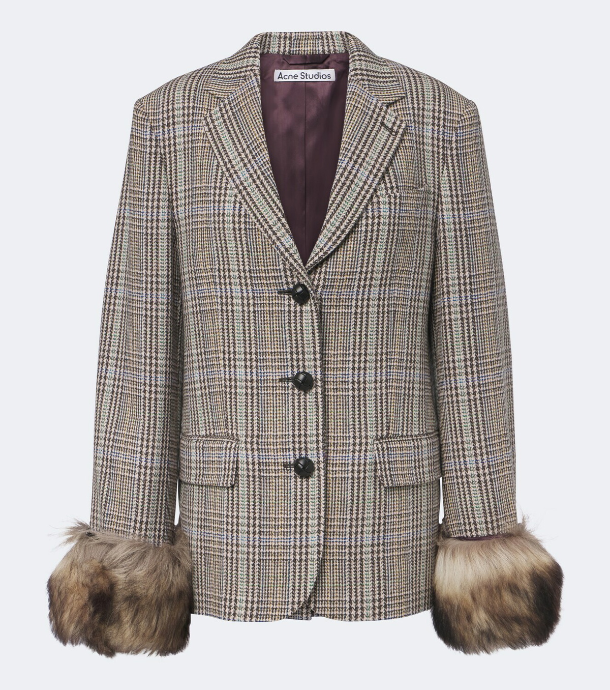 Acne Studios Checked shearling-trimmed wool blazer