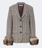 Acne Studios Checked shearling-trimmed wool blazer