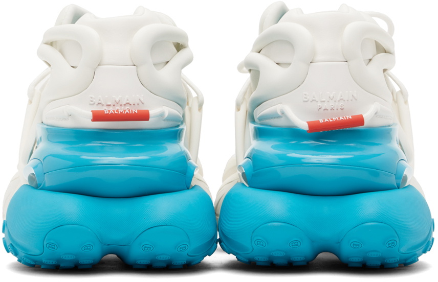 Balmain White & Blue Unicorn Sneakers