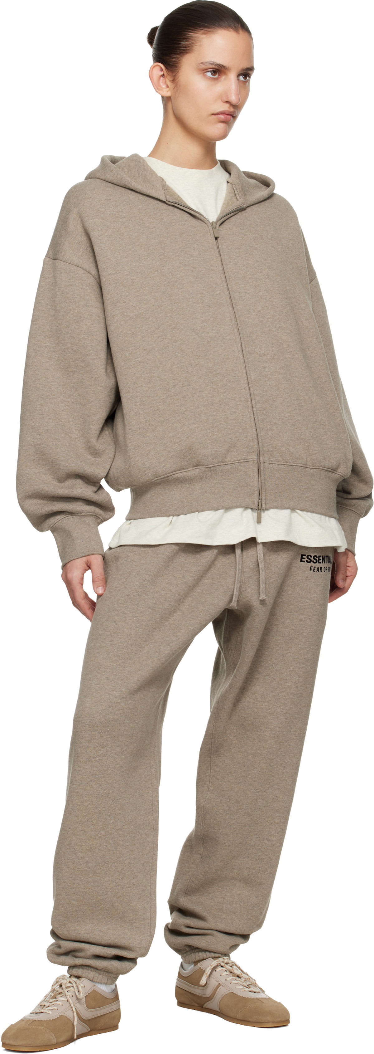 Fear of God ESSENTIALS Beige Classic Zip-Up Hoodie