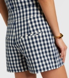 Veronica Beard Haina gingham pleated cotton shorts