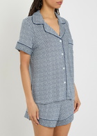 Eberjey Gisele Printed Jersey Pyjama set Navy