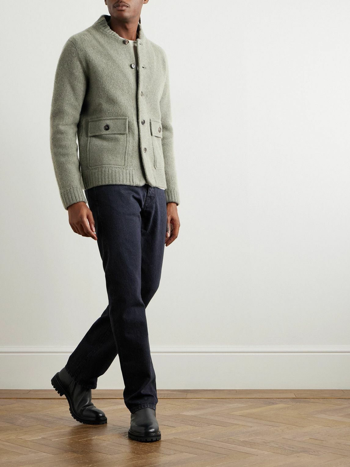 Incotex - Zanone Wool and Cashmere-Blend Felt Bomber Jacket - Green