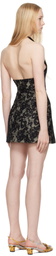 Yuhan Wang SSENSE Exclusive Black Bow Tied Lace Minidress
