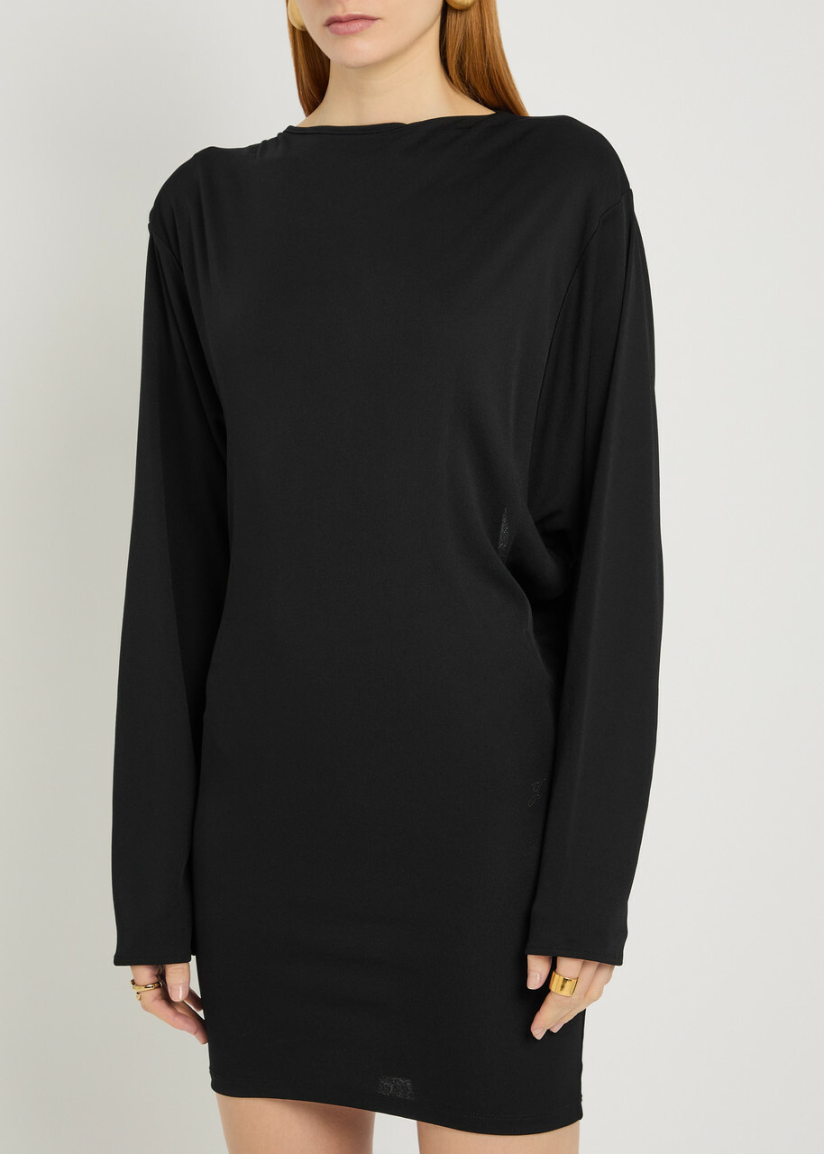 Jacquemus La Robe Mistral Cowl-back Woven Mini Dress Black