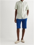 120% - Straight-Leg Linen-Blend Jersey Drawstring Shorts - Blue