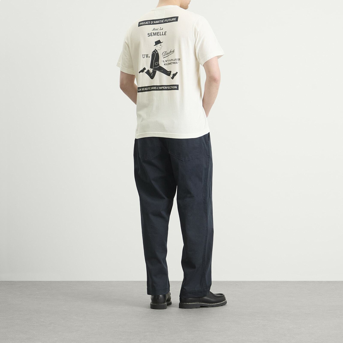 Universal Works Men's x Paraboot Jersey Print T-Shirt in Ecru