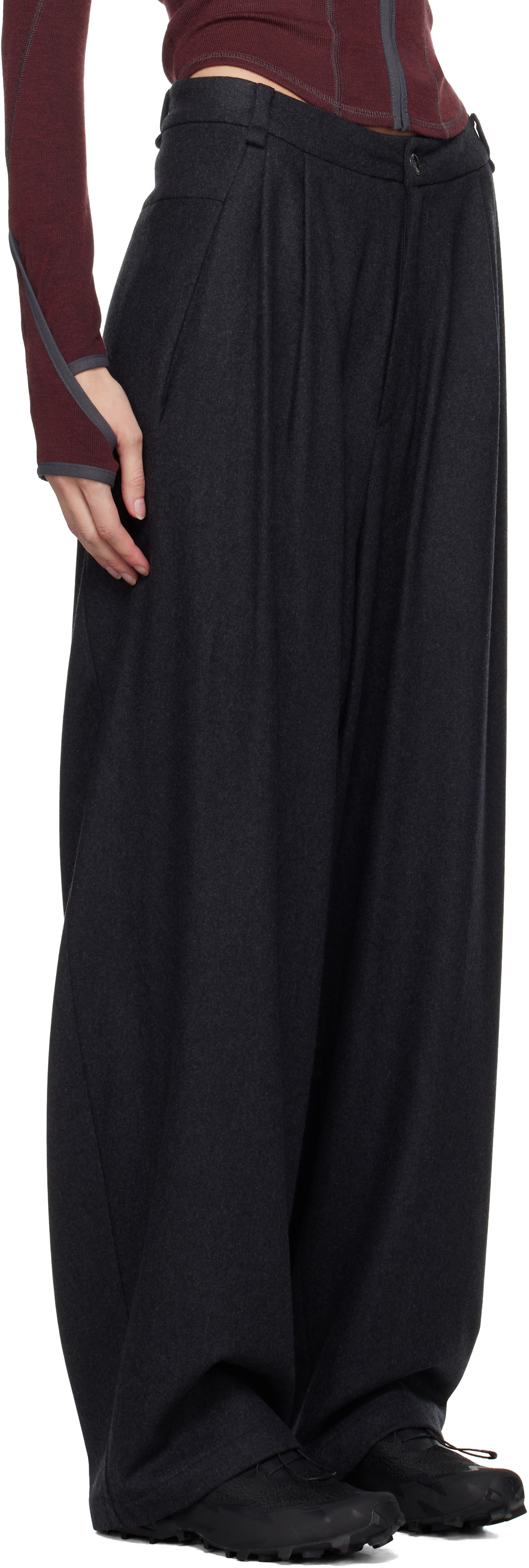 HYEIN SEO Gray Wide Wool Trousers