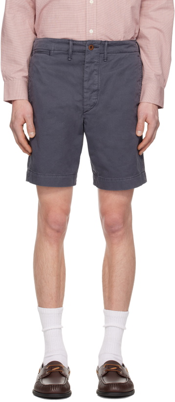 Photo: RRL Blue Garment-Dyed Chino Officer's Shorts