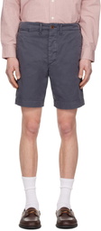 RRL Blue Garment-Dyed Chino Officer's Shorts