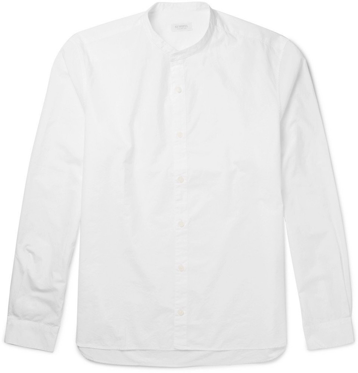 Photo: Sunspel - Grandad-Collar Cotton-Poplin Shirt - Men - White