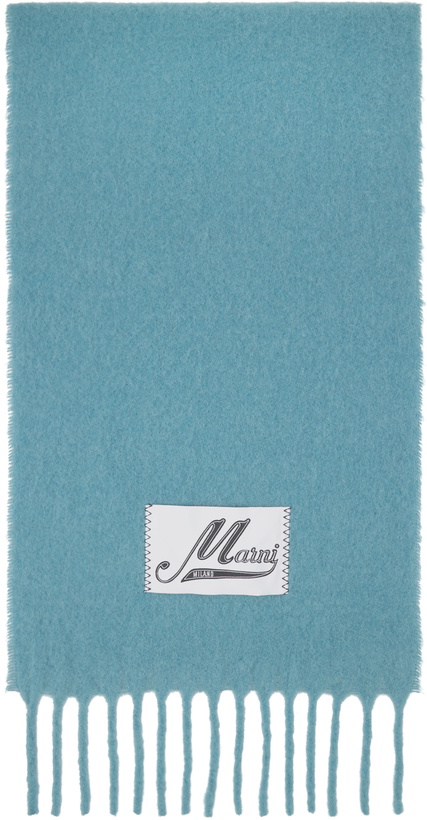 Photo: Marni Blue Brushed Alpaca Fringes Scarf